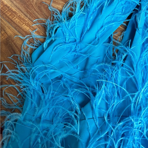 Cult Gaia Eliana Dress Lake Blue Feather Embellished Size XS - Picture 11 of 13